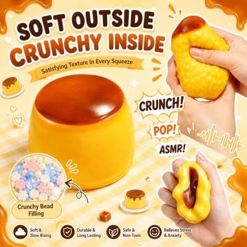 Knaprigt Pudding Squishy Asmr Pärlfylld, Knapriga Pudding Squishies Pudding