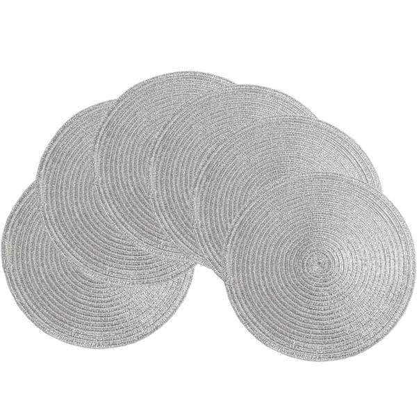 6 pestävän, lämmönkestävän kudotun pöytätabletin setti (harmaa, 38 cm)