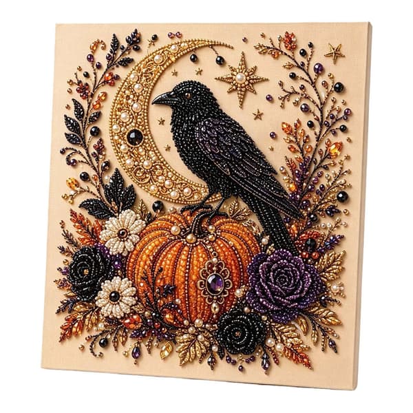 Perle Diamant Kunstsæt til Voksne, Halloween Krage Diamant Maleri Sæt DIY Kits -03