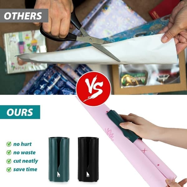 2 st pappersskärare för presentpapper, julklappspappershållare dispenser skärverktyg