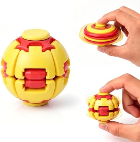 Tryk Spin Fidget Spinner-bold, Tryk & Spin Sensorisk Stressaflastende Fidget Roterende Bold, Bærbar Håndholdt Spinner-bold til Voksne, Kontor Skole Yellow