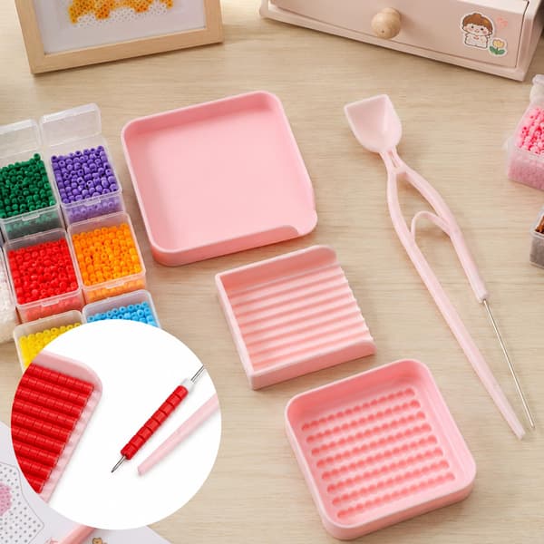 Smelteperleværktøjssæt, 2,6 mm Smelteperleopsamlingsbakkesæt, Pink