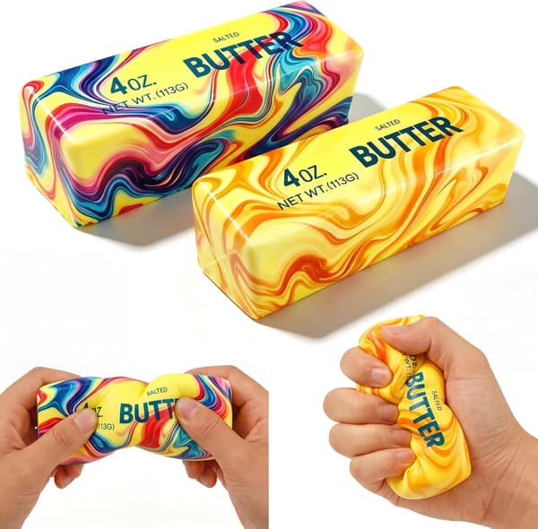 2 st färgglada smör squishy klämleksaker långsamt stigande stress skrivbordsleksaker paket Rainbow 2pcs