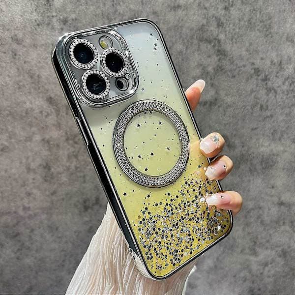 Magnetisk deksel til iPhone 13 Pro Beskyttende TPU+PC Glitter Glitrende Telefondeksel