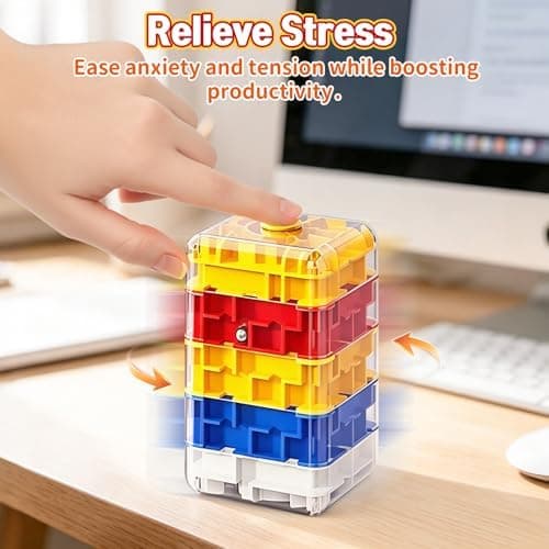 2-i-1 Fidget Spinner Labyrint Terning 3D Puslespil Hjernevridere 5 Niveauer 5 Level