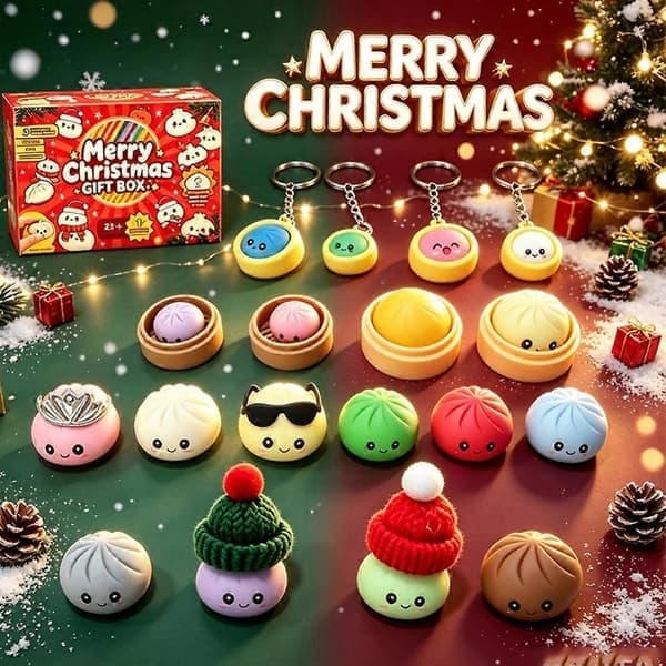 Jul Squishies Adventskalender 2026 24 Dagar Överraskningar Squishies Leksakslåda Julklapp för Barn, B B