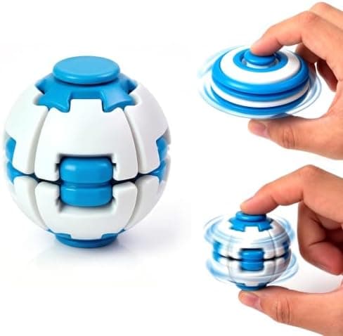 Tryk Spin Fidget Spinner-bold, Tryk & Spin Sensorisk Stressaflastende Fidget Roterende Bold, Bærbar Håndholdt Spinner-bold til Voksne, Kontor Skole White