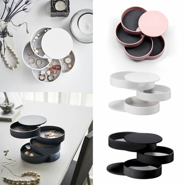 Smykkeskrin Smykkeopbevaringsboks SORT Sort Black
