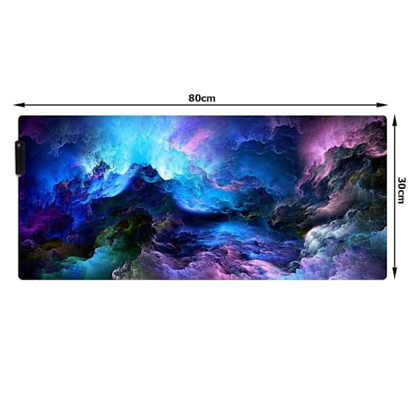 Gaming Musemåtte med RGB LED-lys - 80x30cm - Havbølger