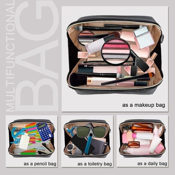 Bærbar Pude Makeuptaske, Multifunktionel Opbevarings Makeuptaske, Kosmetisk Rejsetaske, Sort Black