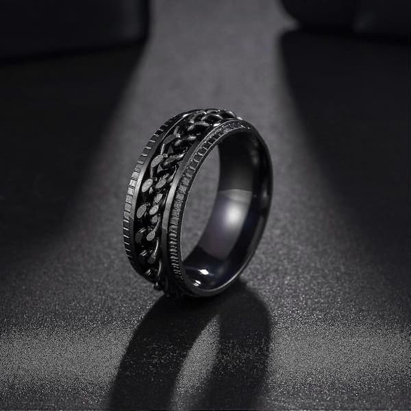 Angstringe til mænd Fidgetringe til mænd Kvinder Kædespinnerringe til børn Teen Titanium Stålringe Black Black 11