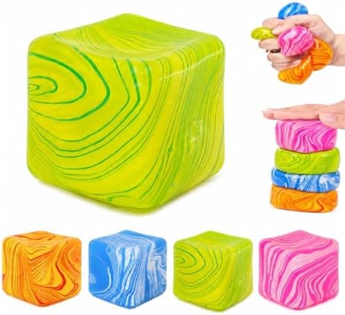 Mønstret marmorterning, blødt squishy stressaflastningslegetøj, langsomt stigende klemme-fidget-terning til angstlindring, sensorisk squishy terning (grøn) Green