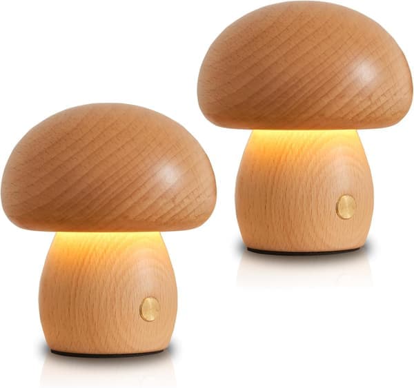 Topakning Tre-lamper Formet som Sopp, Bærbare Trådløse Mini-lamper med Oppladbart Batteri, Trinnløs Dimming