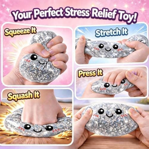 Glitter Dumpling Squishy Squeeze Legetøj med Damper, Blød Langsom Rebound Stress- og Angstdæmpende Sensorisk Fidget Bold til Børn og Voksne (Guld)