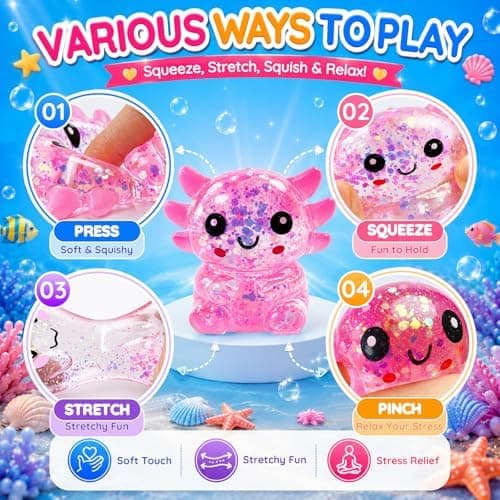 Glittrig Axolotl Squishy Leksak, Squishy Leksaker, Långsamt Resande Squishy (Rosa) Pink