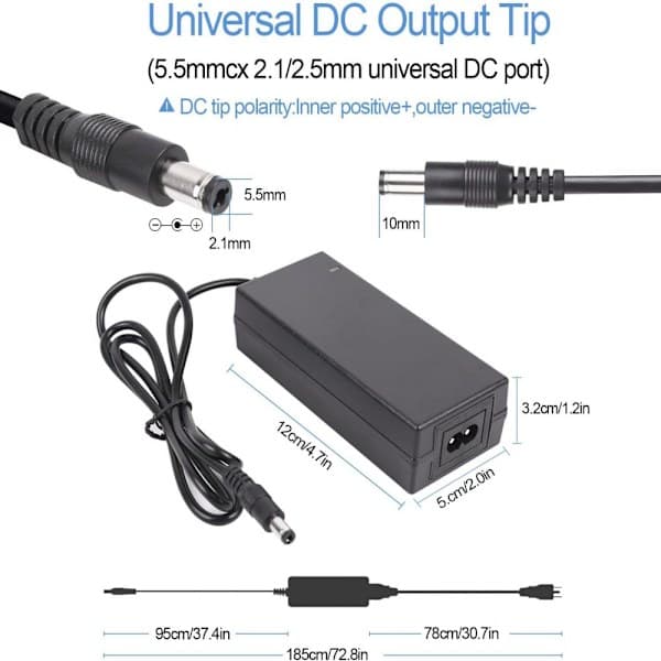 42V 2A DC Oplader Strømforsyningsadapter Stik til 36V Elcykel Lithium Batterioplader, til 36V Li-ion Batteripakke, Diameter