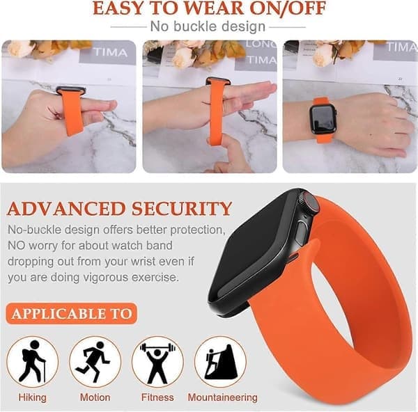 Heytea Tøyelige Solo Loop-remmer kompatible med Apple Watch-rem 38mm 40mm 41mm 42mm 44mm 45mm, Elastisk erstatningsrem i silikon