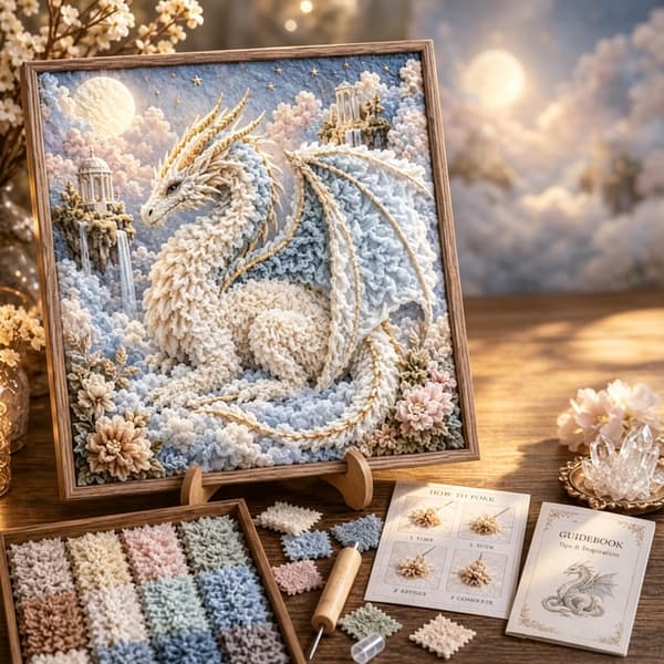 Mythic Dragon Realms 3D Fabric Poke Art Kit, Draktyg Poke Craft, #A