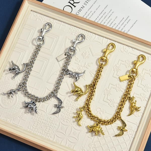 Väskberlocker för handväskor - Söt handväskkedjeberlock - Väskaccessoarer Berlocker för kvinnor Dinosaur Chain - Gold