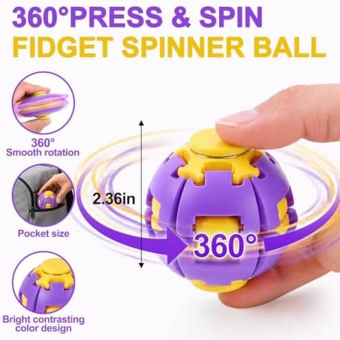 Tryk for at dreje Fidget Spinner HelixCore Spin Stressbold Sensorisk Fidget Legetøj Purple