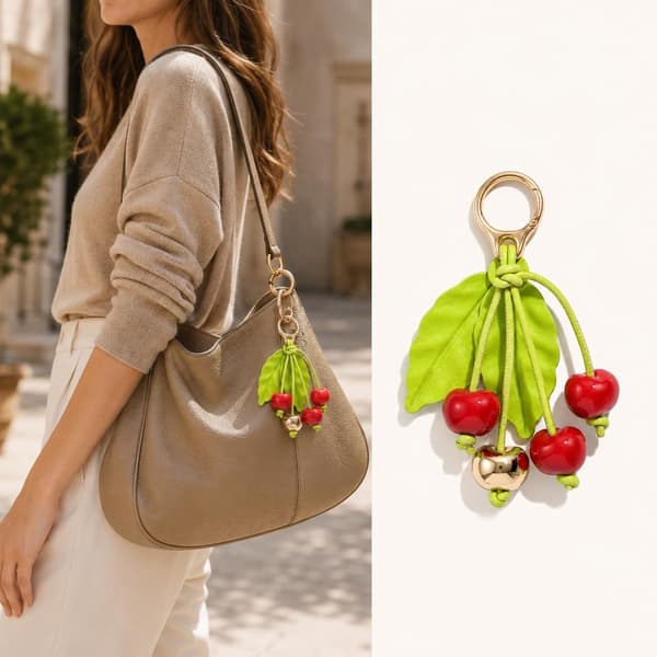 Väskberlocker för handväskor - Söt handväskkedjeberlock - Väskaccessoarer Berlocker för kvinnor 4Cherries