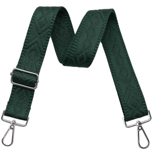 Crossbody-stropper til punge Brede skuldertaskestropper Justerbar erstatningsbroderet pungstrop til håndtasker Silver Hardware-green