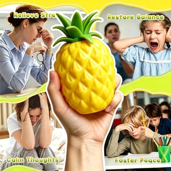 Kæmpe Ananas Squishy, 24 cm Jumbo Blød Langsomt Stigende Stressbold til Angstlindring