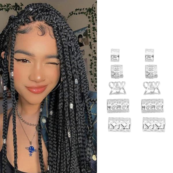 200 st hårflätpärlor flexibla legering utsökta fashionabla hårsmycken ringar för bröllopsfest silver