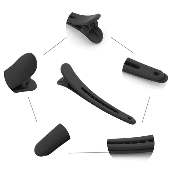 12 stk. hårklemmer til styling og sektionering, 3,1 tommer matte alligatorhårklemmer uden folder, næbklips sort sort Black
