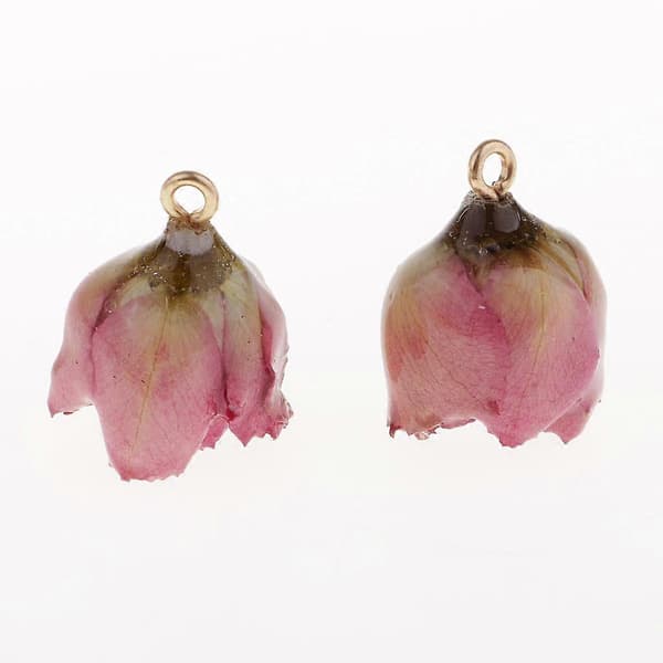 2x 2 stk. Epoxyharpiks Tørrede Blomster Charms Rose Vedhæng til DIY Øreringe Tilbehør