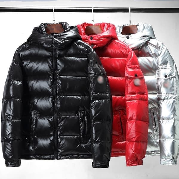 Herrars glansiga dunjacka Vinter Tjock Varm Jacka, Silver, Storlek S silver S