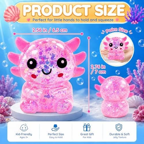 Glittrig Axolotl Squishy Leksak, Squishy Leksaker, Långsamt Resande Squishy (Rosa) Pink