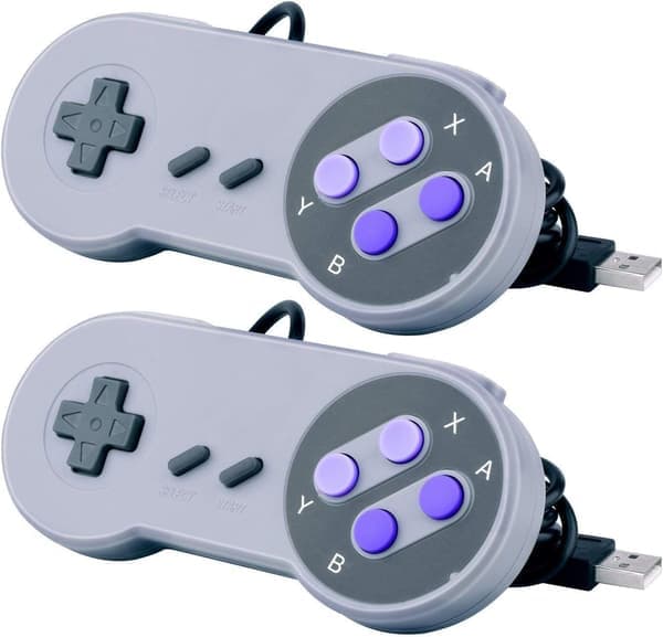 2-pack USB-kontroller för Super NES SNES USB Famicom-kontroller Joypad Gamepad för bärbar dator Windows PC/Mac/Raspberry Pi Lila Purple