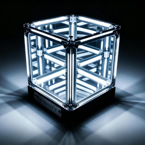 Tesseract Cube, 4D Cube, 4D Effect Cube, Infinite 4D Effect Cube with LED Light, 3D LED 360 Hologram Sphere, Infinite Dimension Lamp, Infinite #a