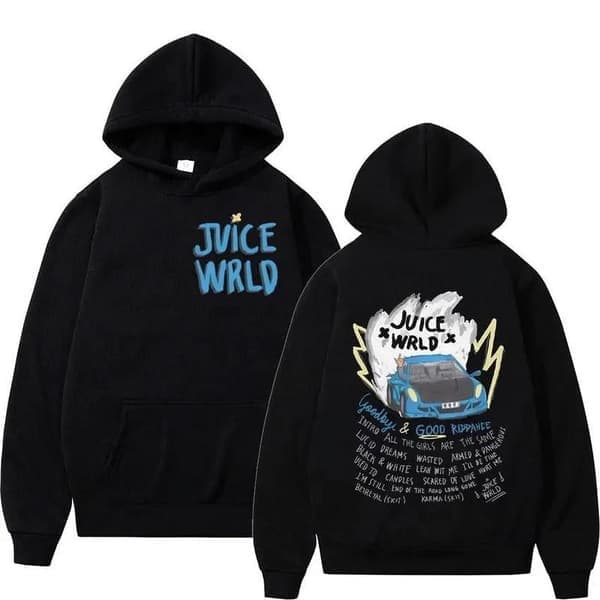 Rapper Juice Wrld Mode Hættetrøje Mænd Hip Hop Afslappet Efterår Pullover Top Sort M