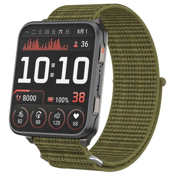 Til Garmin Venu X1 Håndledsrem Magic Tape Nylon Loop Urrem med Metalring Multicolor Olive Green