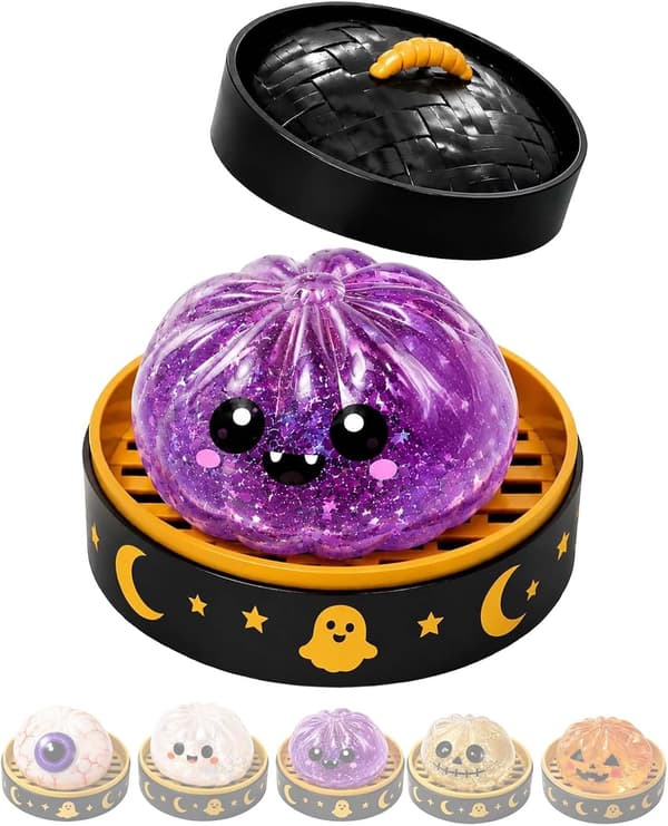 Halloween Spooky Ghost Dumpling, Farverige Dumplings Stressbolde med Madsteamer (G) G