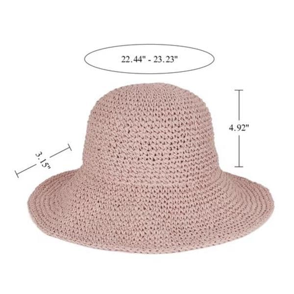 Vikbar stråhatt för kvinnor, bred sommarstrand solhatt, 57-59 cm Blå blue