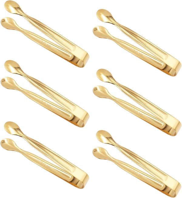 Godispinnar, 6 st Popsicle-pinnar, Mini tång i rostfritt stål, Popsicle för socker, för mat som isbitar, socker, citronskivor, sallader