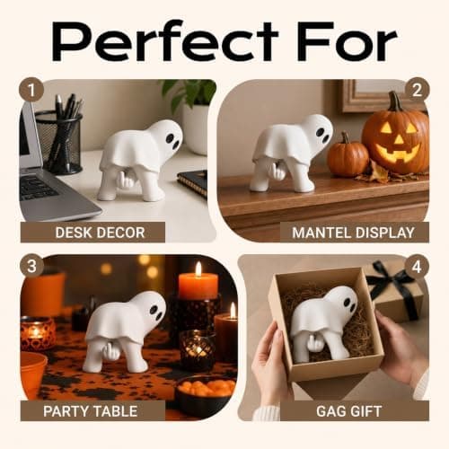 Rolig Långfinger Spöke Prydnad Matt Vit Halloween Skrivbordsdekoration Present White