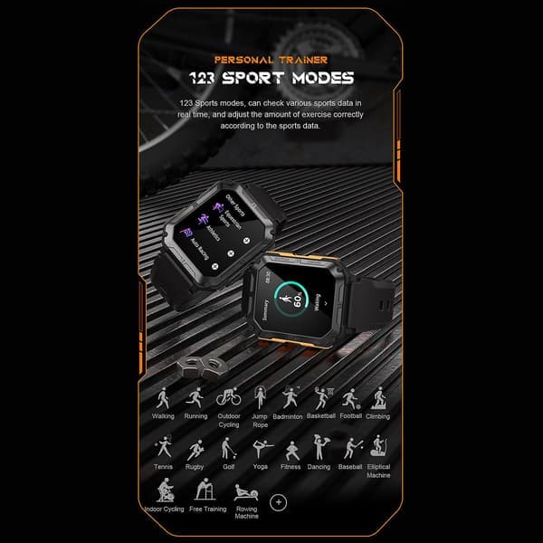 2024 Ny C20pro Smartwatch Pulsmätare Bluetooth Samtal Information Push Smart Armband Sportklocka App Dafit DB Orange