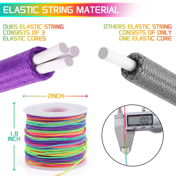 LOKEME 1mm Elastisk Armbåndssnor, 165 FT Regnbuefarger