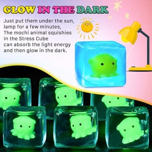 Squishy Stress Cube Fidget Legetøj Voksne - Glød i Mørket Blæksprutte Sensorisk Legetøj til Børn med Autisme Stressbolde til Børn Klemmelegetøj til Octopus2