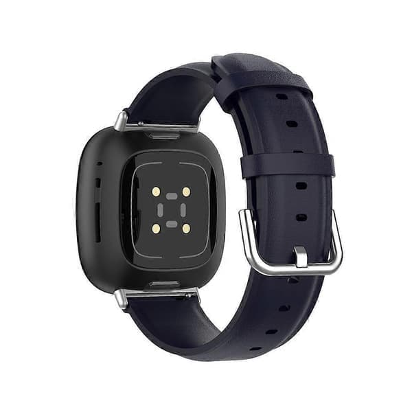 Ekte lærreim til Fitbit Versa 4 / Sense 2 marineblå Navy Blue