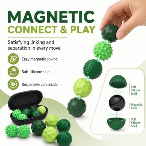 ClickiKeys Magnetisk Stille Fidget, Stille Skrivebord Stresslindringssett