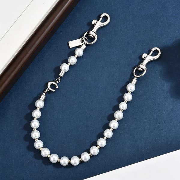 Väskberlock, söta handväskberlocker, väsktillbehörsberlocker, väskkedjor, handväskberlocker Pearl Chain-Silver