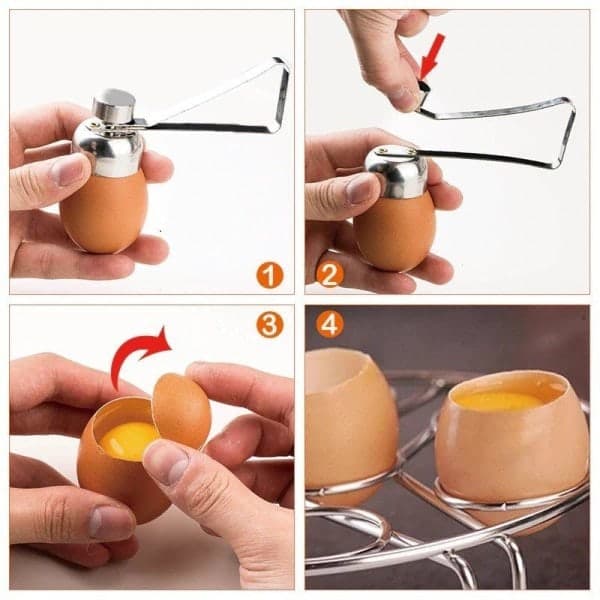 Praktisk eggtoppkutter, skallåpner, metall eggåpner sølv one size