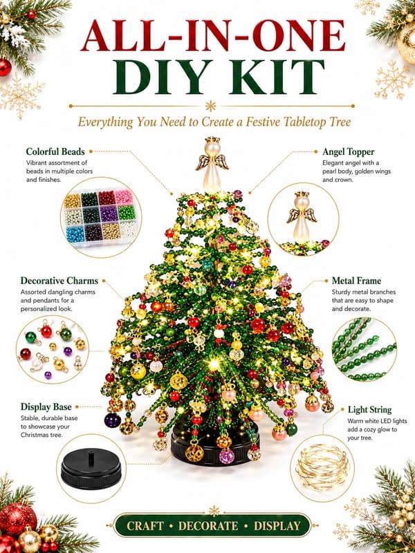 DIY Perle Juletræssæt, Krystal Julehåndværkssæt til Pynt (#D) #D