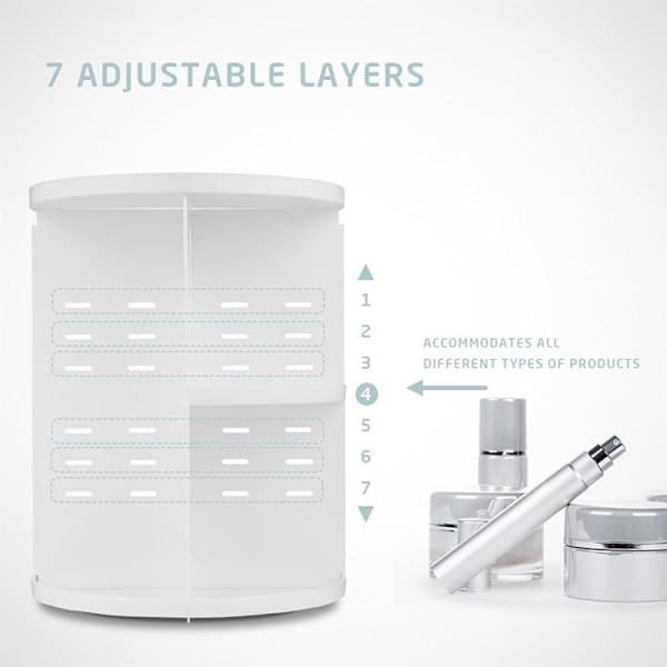 UNIQ 360º Roterende Makeup Opbevaring Kosmetisk Organizer - Vit