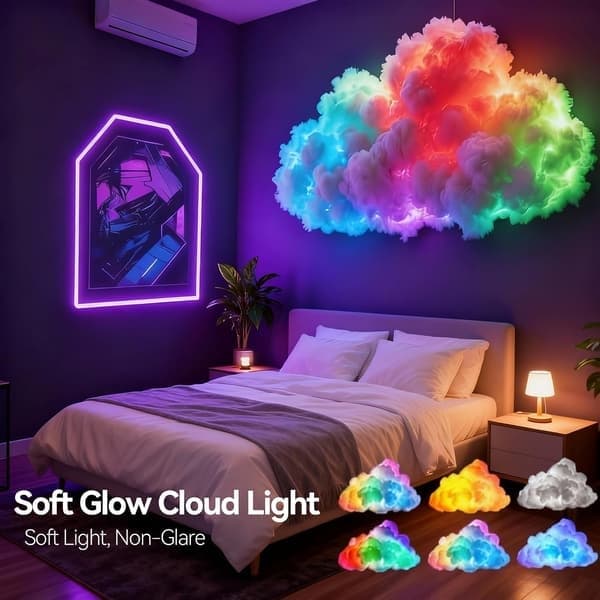 Nyhetsbelysning 3D Thunder Cloud Light Strip med musiksynkronisering Kompakt Thunder Cloud-lampa 3D Lightning Cloud Gaming-belysning
